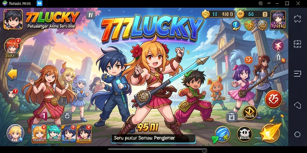 Tampilan gameplay <strong>777LUCKY</strong> menunjukkan pertarungan dinamis dengan karakter anime.