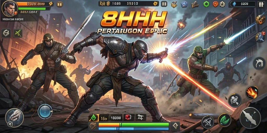 Screenshot menampilkan aksi seru dalam game 8HHH.