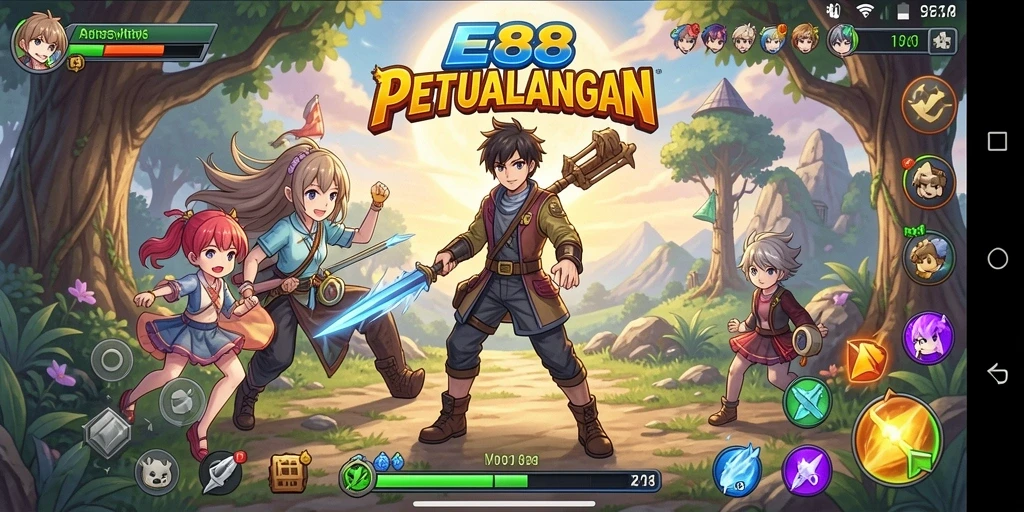 Tampilan gameplay E88 yang menakjubkan dengan karakter anime.