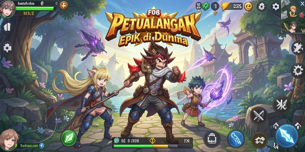 Tangkapan layar utama FO8 menampilkan aksi karakter Anime yang mendebarkan.
