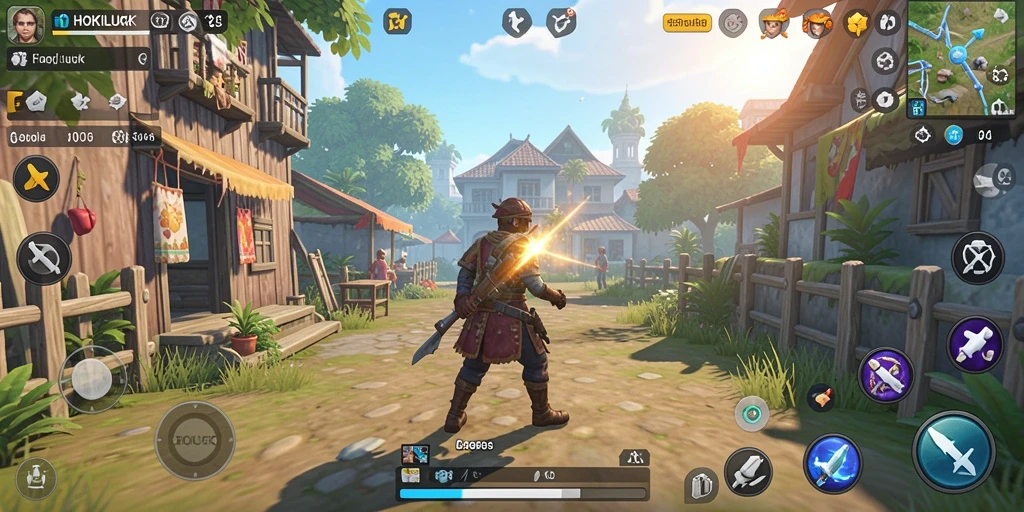 Screenshot gameplay HOKILUCK yang menampilkan interaksi karakter.