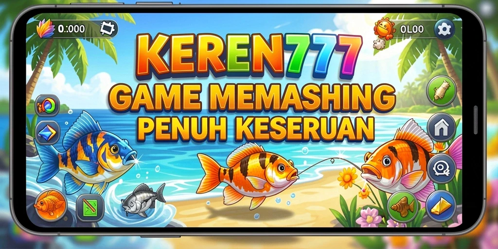 Tampilan gameplay KEREN777 dengan suasana memancing yang menenangkan.