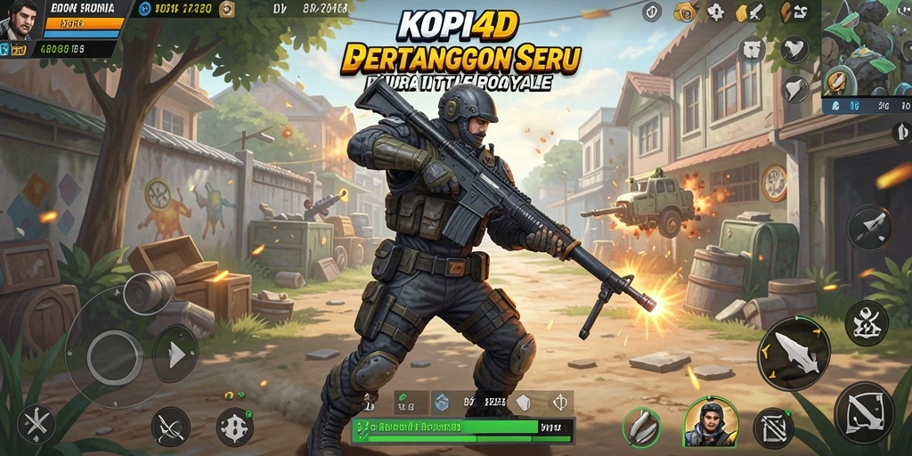 Screenshot gameplay <strong>KOPI4D</strong> menampilkan pertarungan seru di arena Battle Royale.