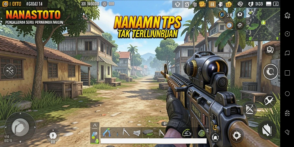Tampilan gameplay NANASTOTO menunjukkan aksi tembak-menembak yang intens.