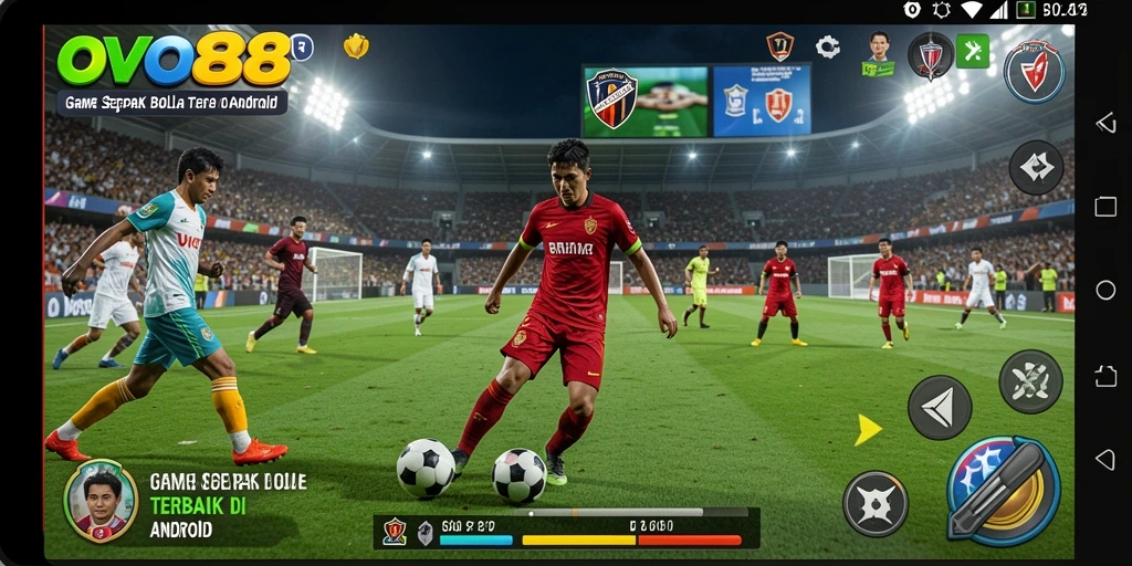 Tampilan gameplay OVO88 yang menarik dengan aksi sepak bola seru.