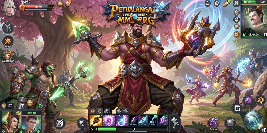 Screenshot menunjukkan aksi seru dalam petualangan MMORPG.