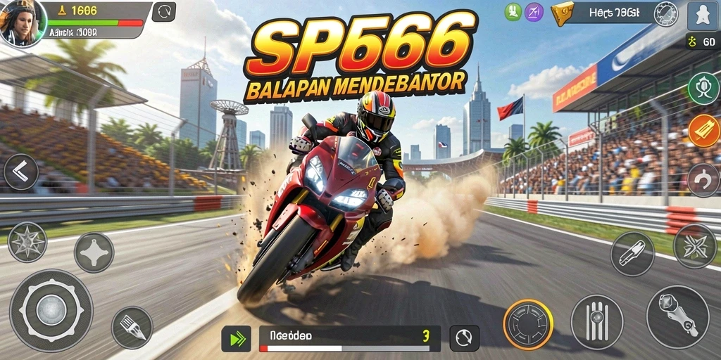 Tampilan gameplay dari SP666 yang mendebarkan di trek balapan.