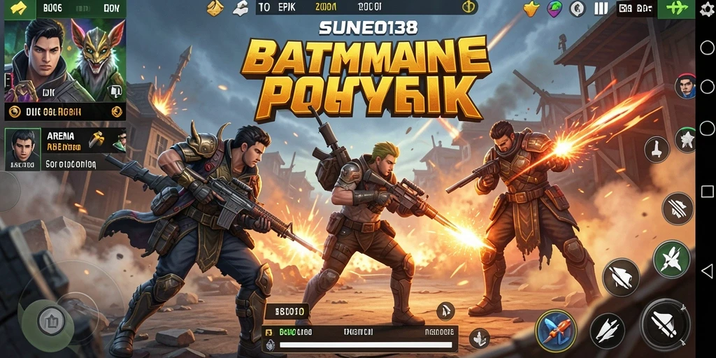 Screenshot game SUNEO138 memperlihatkan aksi intens dalam pertempuran Battle Royale.