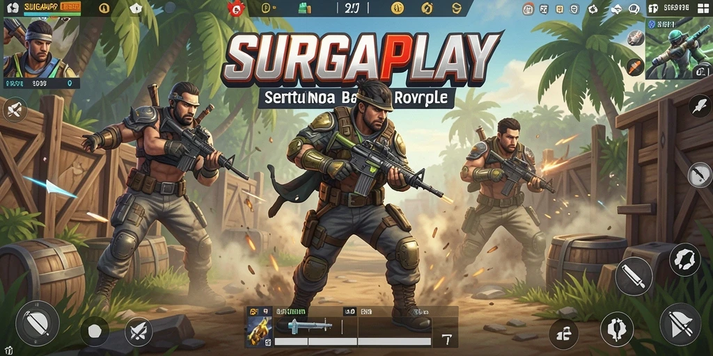 Screenshot gameplay SURGAPLAY dengan aksi seru Battle Royale.